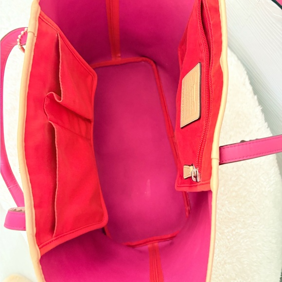 Coach Vibrant Red and Tan Tote Bag - Picture 6 of 6